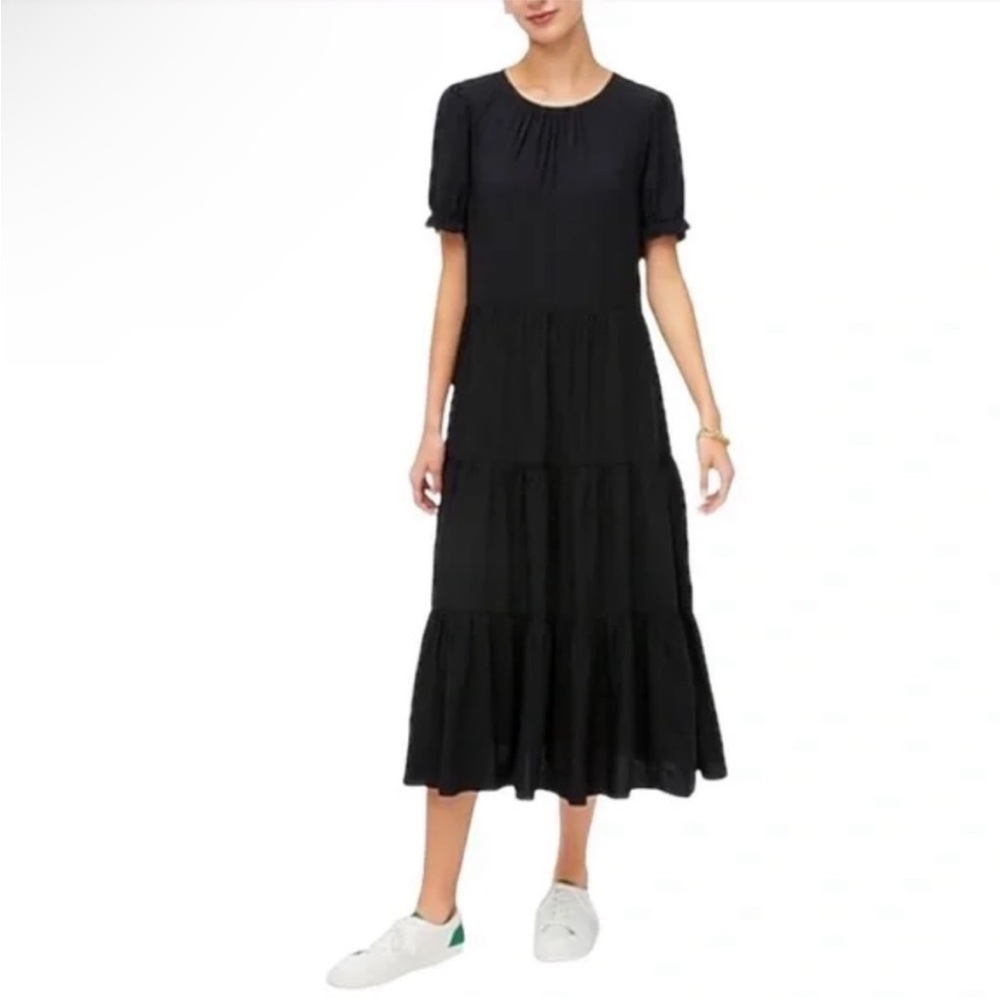 J. Crew Factory Puff Sleeve Tiered Midi Dress - size small